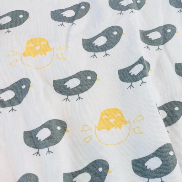MONICA & ANDY • White/Grey/Yellow Baby Chick Print Sleeper Gown - Picture 11 of 16